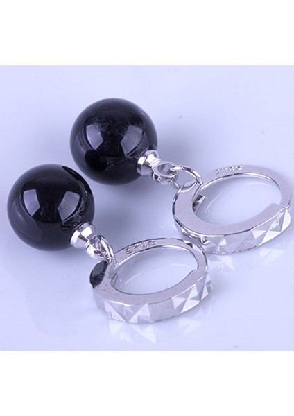 925 Ayar Gümüş Doğal Siyah Akik Düşen Halka Küpe Kadın Hediye (Yurt Dışından) fırsatları