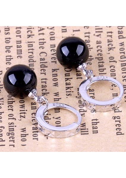 925 Ayar Gümüş Doğal Siyah Akik Düşen Halka Küpe Kadın Hediye (Yurt Dışından) indirimleri