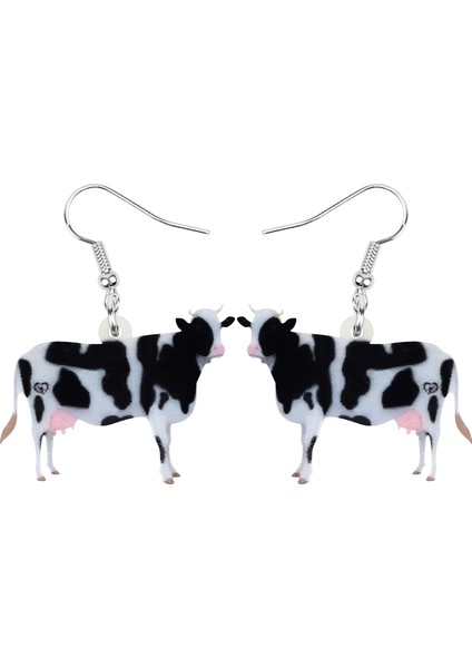 Siyah & Beyaz Tarzı Akrilik Siyah Beyaz Inek Küpe Düşen Kolye Takı Çiftlik Hayvanı Kolyeler Aksesuarlar Kadınlar Kızlar Için Hediye Moda Süslemeler (Yurt Dışından)
