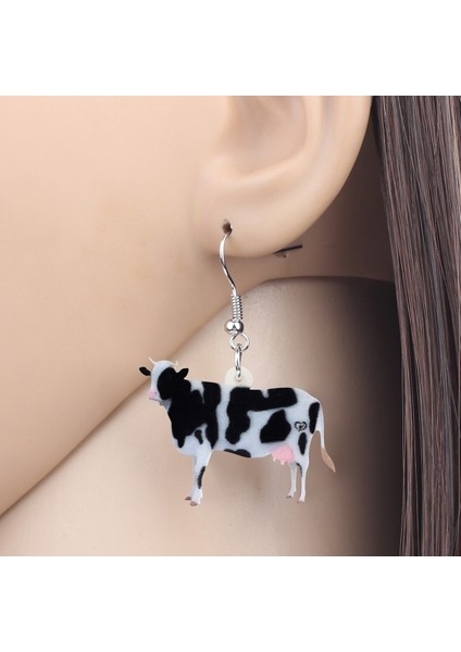 Siyah & Beyaz Tarzı Akrilik Siyah Beyaz Inek Küpe Düşen Kolye Takı Çiftlik Hayvanı Kolyeler Aksesuarlar Kadınlar Kızlar Için Hediye Moda Süslemeler (Yurt Dışından) modelleri