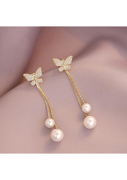 Altın Tarzı Avrupa ve Amerika'nın En Son Bayan Iğneli Moda Süper Peri Kelebeği Küpe (Yurt Dışından) fiyatları