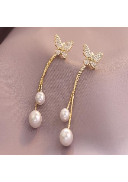 Altın Tarzı Avrupa ve Amerika'nın En Son Bayan Iğneli Moda Süper Peri Kelebeği Küpe (Yurt Dışından) indirimleri