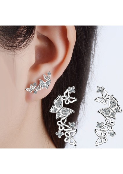 Gümüş Tarzı Moda Takı Gümüş Kadınların Büyüleyici Kelebek Taşlı Düğün Küpe Stud (Yurt Dışından) fiyatları