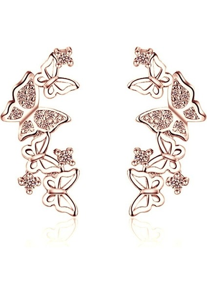 Gümüş Tarzı Moda Takı Gümüş Kadınların Büyüleyici Kelebek Taşlı Düğün Küpe Stud (Yurt Dışından) modelleri