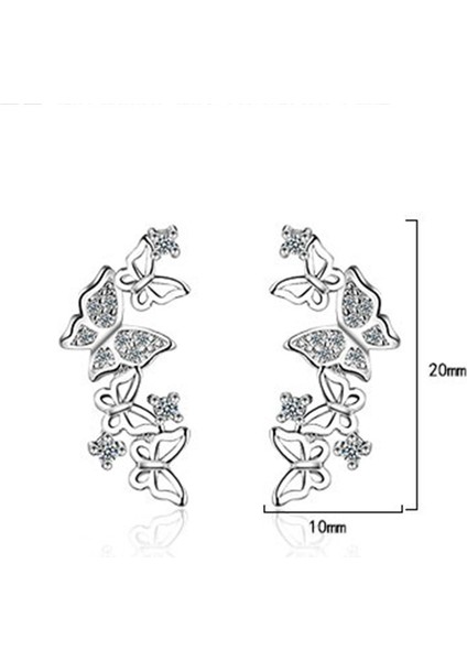 Gümüş Tarzı Moda Takı Gümüş Kadınların Büyüleyici Kelebek Taşlı Düğün Küpe Stud (Yurt Dışından) fırsatları