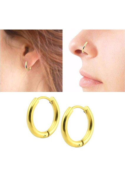 Çok Renkli Stil 12MM Paslanmaz Çelik Yuvarlak Küpe Kişilik Trendi Delme Kulak Takımları (Yurt Dışından) fırsatları