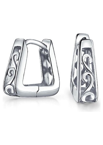 Moda Bayan Takı Gümüş Kare Huggie Küpe - Gümüş (Yurt Dışından) fiyatları