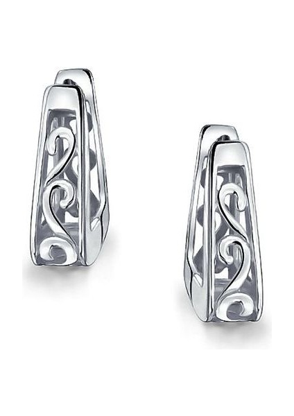 Moda Bayan Takı Gümüş Kare Huggie Küpe - Gümüş (Yurt Dışından) modelleri