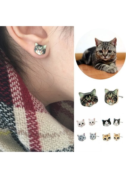 46 Numara Sevimli 3D Baskı Kedi Köpek Zarif El Yapımı Küpe (Yurt Dışından) fiyatları