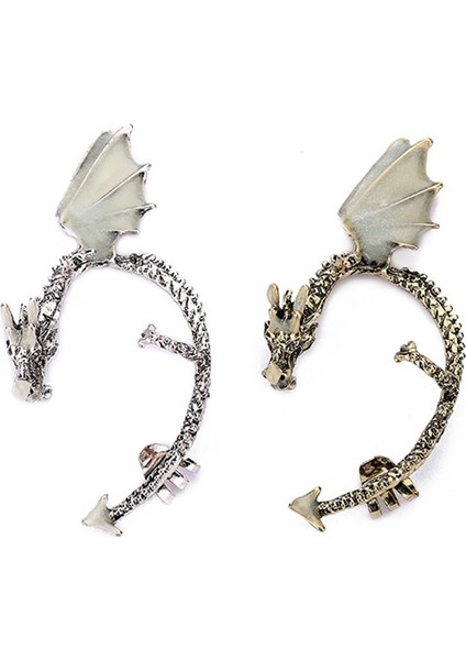 Gümüş Tarzı Mağ The Dragon Kulak Manşet Işık Yansıtan Antik Bronz Kaplama Ejderha Kulak Klipsi Küpe Küpe Kadın Erkek Kızlar Erkekler Hediye Noel Hediyesi (Yurt Dışından) indirimleri