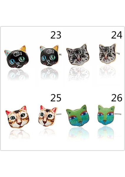 No.23 Boyut Sevimli 3D Baskı Kedi Köpek Zarif El Yapımı Küpe (Yurt Dışından)