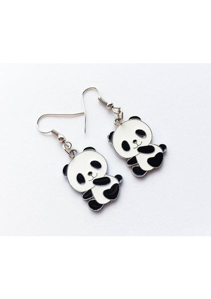 Antik Gümüş Tarzı Panda Küpe Panda Takı Panda Hediyesi Bambu Hediye (Yurt Dışından)