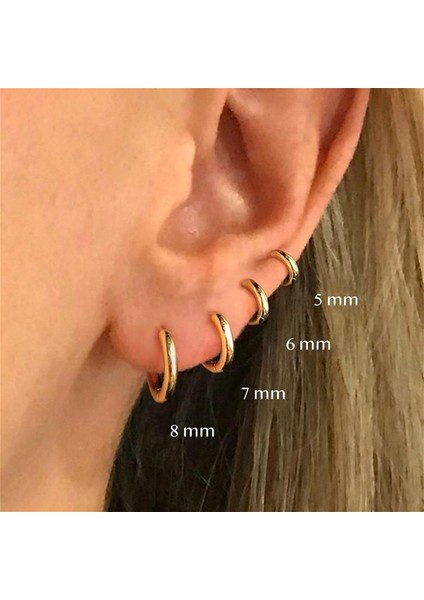 Gümüş Tarzı 10 mm 1 Çift Zarif Huggie Küpe Kıkırdak Küpeleri Altın Conch Küpeleri Küçük Helix Küpeleri Tragus Küpeleri (Yurt Dışından)