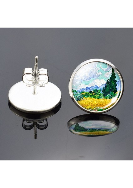 Gümüş Tarzı No.6 Boyutu Van Gogh Küpe Sanatı Yağlı Boya Tablo Serisi Cam Cabochon Gümüş Kaplama Pimli Küpeler Kadınlar Için Van Gogh Küpeler Satın Al 1 Al 1 Bedava (Yurt Dışından)