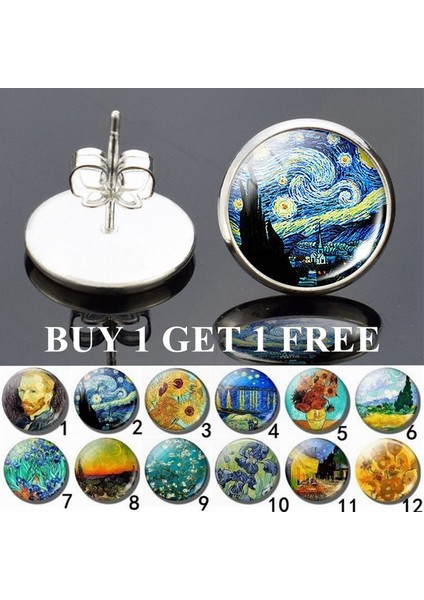 Gümüş Tarzı No.6 Boyutu Van Gogh Küpe Sanatı Yağlı Boya Tablo Serisi Cam Cabochon Gümüş Kaplama Pimli Küpeler Kadınlar Için Van Gogh Küpeler Satın Al 1 Al 1 Bedava (Yurt Dışından) fiyatları