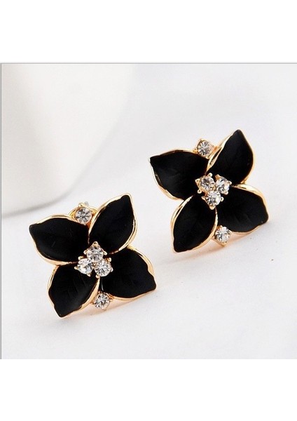 Mavi Stil Yüksek Yeni Moda 18K Altın Kaplama Yonca Çiçeği Şeklinde Taşlı Küpe Kadınlar Kızlar Takı Için (Yurt Dışından) fiyatları