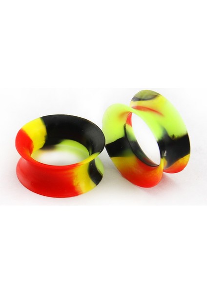 Çok Stil 25 mm Çok Renkli Silikon Esnek Ince Kulak Tıkacı Çift Flared Deri Tüneller Kulaklıklar Kulak Gerdirici Genişletici Piercing (Yurt Dışından)