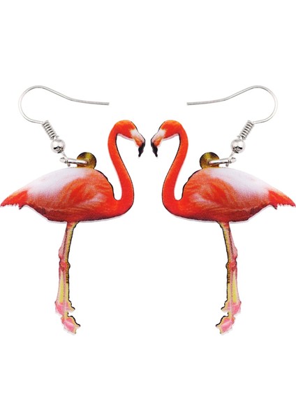 Kadınlar Için Akrilik Flamingo Küpe Desenli Damla Asılı Hayvan Takıları Moda Aksesuarları Şık Hediyeler (Yurt Dışından)
