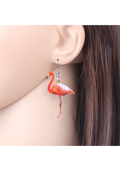 Kadınlar Için Akrilik Flamingo Küpe Desenli Damla Asılı Hayvan Takıları Moda Aksesuarları Şık Hediyeler (Yurt Dışından) modelleri