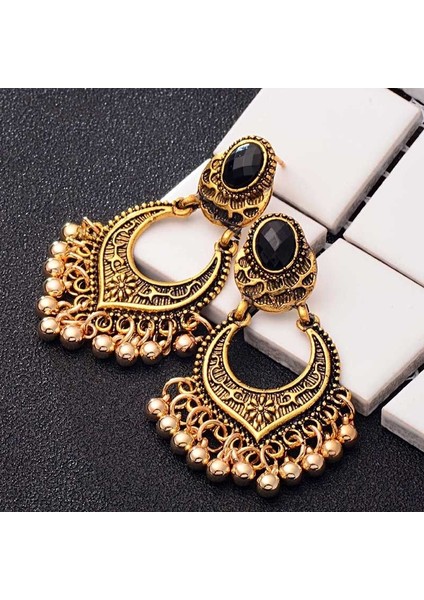 Altın Tarzı Altın Gümüş Kaplama Şanslı Püskül Düşen Küpe Jhumka Kadın Takı Hediye (Yurt Dışından)