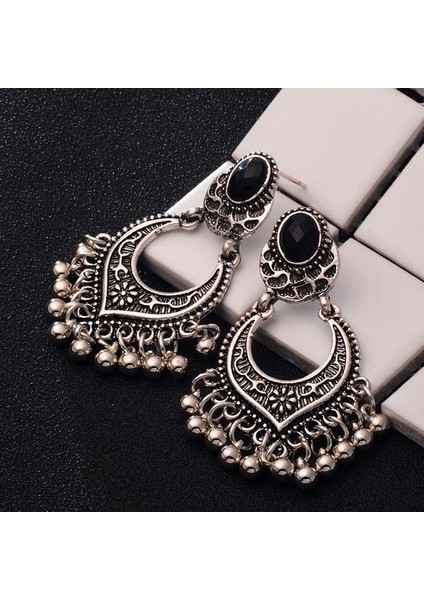 Altın Tarzı Altın Gümüş Kaplama Şanslı Püskül Düşen Küpe Jhumka Kadın Takı Hediye (Yurt Dışından)