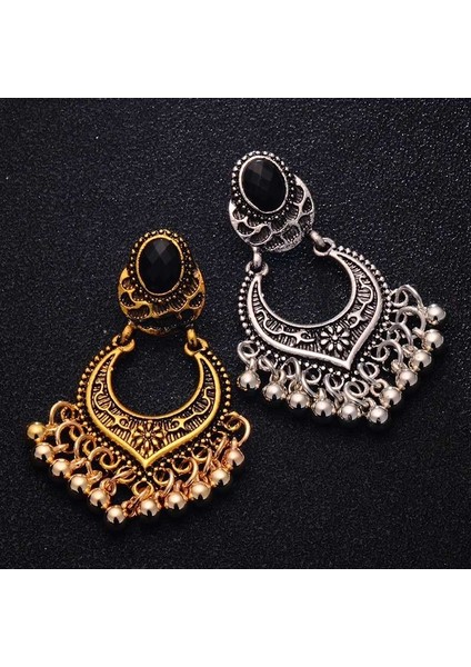Altın Tarzı Altın Gümüş Kaplama Şanslı Püskül Düşen Küpe Jhumka Kadın Takı Hediye (Yurt Dışından)