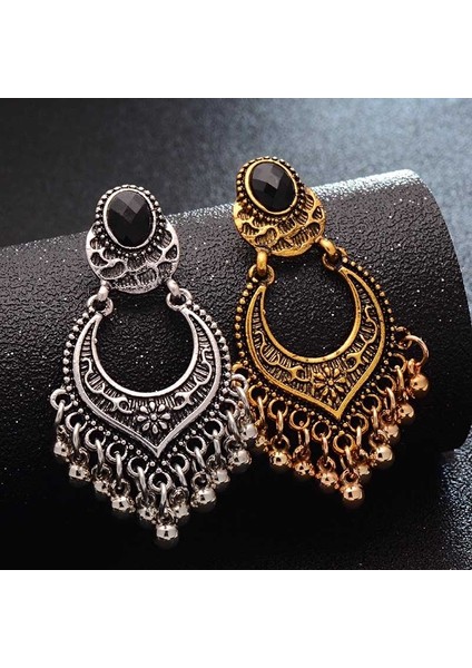 Altın Tarzı Altın Gümüş Kaplama Şanslı Püskül Düşen Küpe Jhumka Kadın Takı Hediye (Yurt Dışından)
