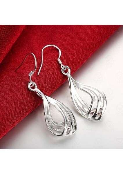 Gümüş Tarzı Kadınlar Için Gümüş Damla Dalga Küpe Hediye (Yurt Dışından)