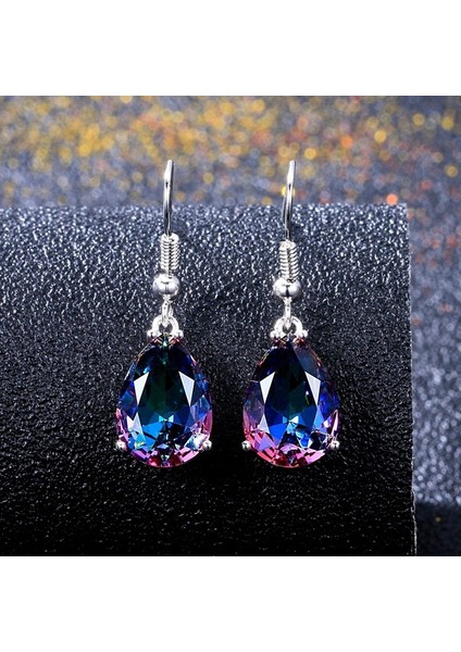 Çok Renkli Stil 1 Parça 925 Ayar Gümüş 10 * 14 Mistik Gökkuşağı Topaz Taşlı Küpe - (Yurt Dışından) fiyatları