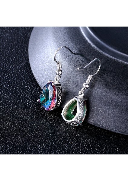 Çok Renkli Stil 1 Parça 925 Ayar Gümüş 10 * 14 Mistik Gökkuşağı Topaz Taşlı Küpe - (Yurt Dışından) modelleri