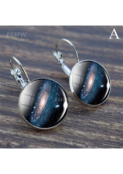 Gümüş Tarzı G Takı Galaksi Gezegen Nebula Kanca Küpe Cam Kupür Dolunay Küpe Kadın Parti Moda Aksesuarları (Yurt Dışından) indirimleri