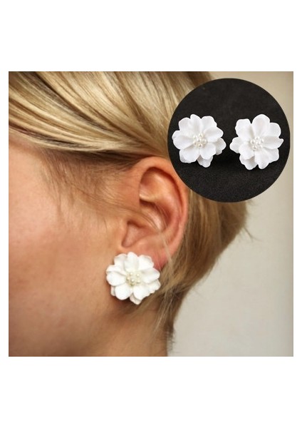 Kadınlar Için Yeni Moda Büyük Beyaz Çiçek Küpe Takı Zarif Hediye Küpe Takı Hediyesi (Yurt Dışından) fiyatları