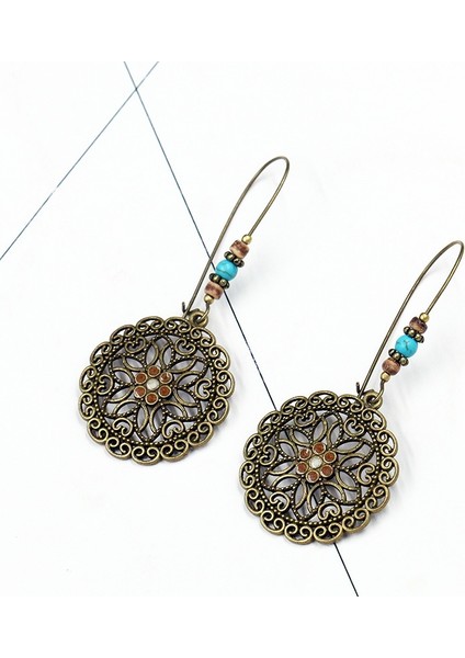 Kadınlar Için Vintage Hollow Çiçek Küpe 1 Çift Dangle Küpe Damla Küpe Sallantılı Küpe Küpe Hediye Takı (Yurt Dışından)