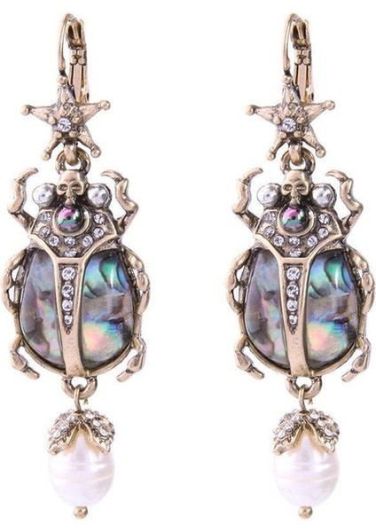 Inci Kadın Moda Yeni Yaratıcı Betsey Johnson Retro Alaşım Yıldız Böcek Kafatası Inci Küpe Nadir Takı Dung Böcek Küpeleri (Yurt Dışından) fiyatları