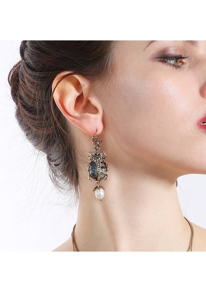 Inci Kadın Moda Yeni Yaratıcı Betsey Johnson Retro Alaşım Yıldız Böcek Kafatası Inci Küpe Nadir Takı Dung Böcek Küpeleri (Yurt Dışından) fırsatları