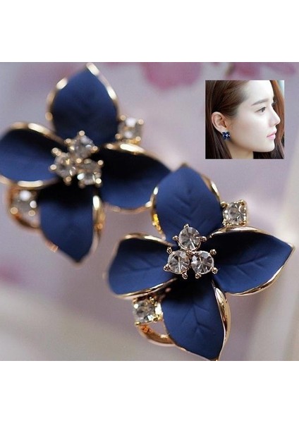 Mavi Stil Yüksek Kaliteli Yeni Moda 18K Altın Kaplama Yonca Çiçeği Şekilli Taşlı Küpe Kadın Kızlar Takı Için (Yurt Dışından) fiyatları