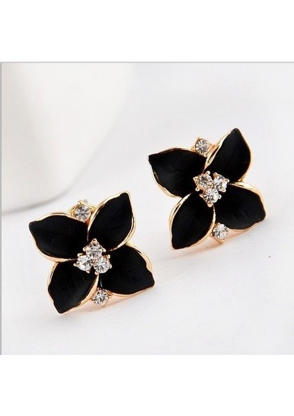 Mavi Stil Yüksek Kaliteli Yeni Moda 18K Altın Kaplama Yonca Çiçeği Şekilli Taşlı Küpe Kadın Kızlar Takı Için (Yurt Dışından) modelleri