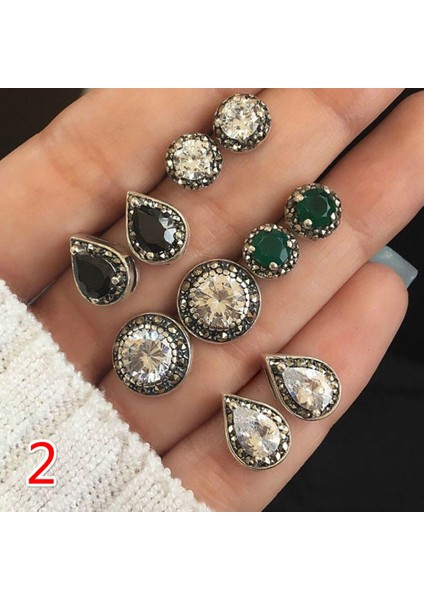 No.9 Boyutu 17 Stil Bohemia Vintage Yuvarlak Kristal Küpe Seti Beyan Antik Gümüş Küpe Seti Şıklık Kadın Parti Takı Bijuteri (Yurt Dışından) indirimleri