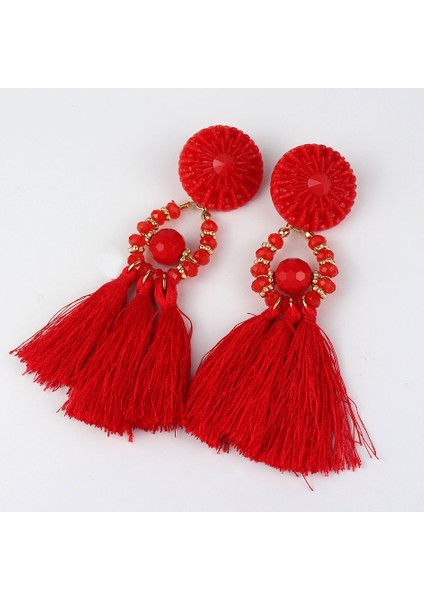 Mavi Stil Etnik Taşlı Küpe Kadınlar Küpe Kırmızı Mavi Siyah Bohem Boncuklu Asılı Küpe Retro Mücevherler (Yurt Dışından) fırsatları