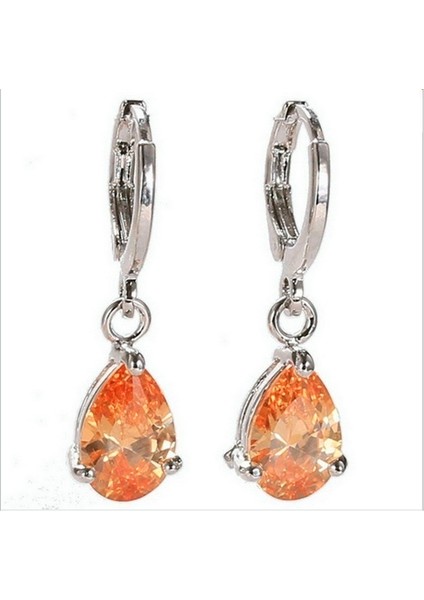 Turuncu Tarzı Kadın Moda Gümüş Taşlı Küpe Halka Küpe Asma Küpe Düğün Takısı (Yurt Dışından)