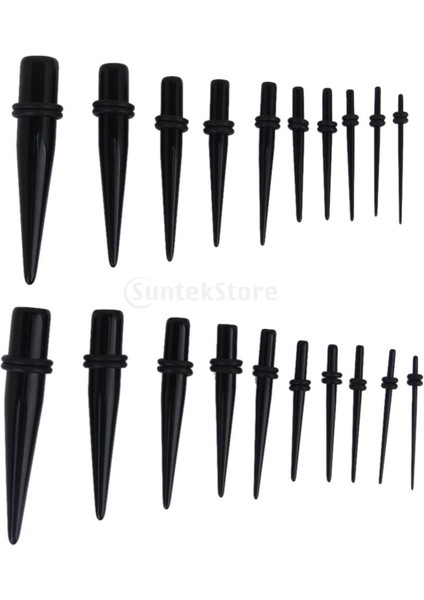Siyah Stil 10 Çift Siyah Düz Akrilik Kulak Genişletici Taper Gerdirme Fişleri 00G-16G (Yurt Dışından)