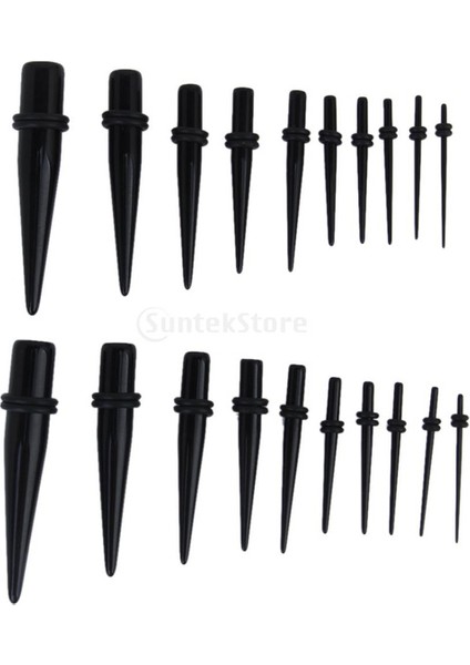 Siyah Stil 10 Çift Siyah Düz Akrilik Kulak Genişletici Taper Gerdirme Fişleri 00G-16G (Yurt Dışından) fiyatları