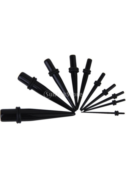 Siyah Stil 10 Çift Siyah Düz Akrilik Kulak Genişletici Taper Gerdirme Fişleri 00G-16G (Yurt Dışından) modelleri