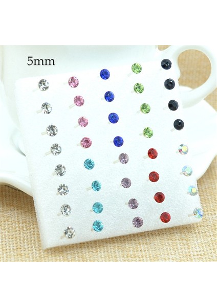 Çok Renkli Stil 0,5 cm 20 Çift Paket Moda Çok Renkli Yuvarlak Taşlı Kristal Plastik Küpe Kadın Kızlar Alerjiye Uygun Küpe Takı (Yurt Dışından)