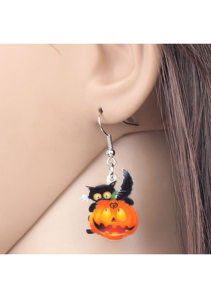 Sarı Stil Kızlar Kadınlar Gençler Için Akrilik Cadılar Bayramı Anime Siyah Kedi Yavrusu Balkabağı Küpe Damla Küpe Festival Takı Şanslar Hediye Aksesuar (Yurt Dışından) modelleri