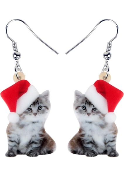 Gri Tarzı Kadın Kız Çocuklar Için Sevimli Hayvan Takı Kedi Yavrusu Küpe Damlama Dangle Şık Noel Kedi Kedi Takı Aksesuarları Hediye Parti Şık Akrilik (Yurt Dışından)