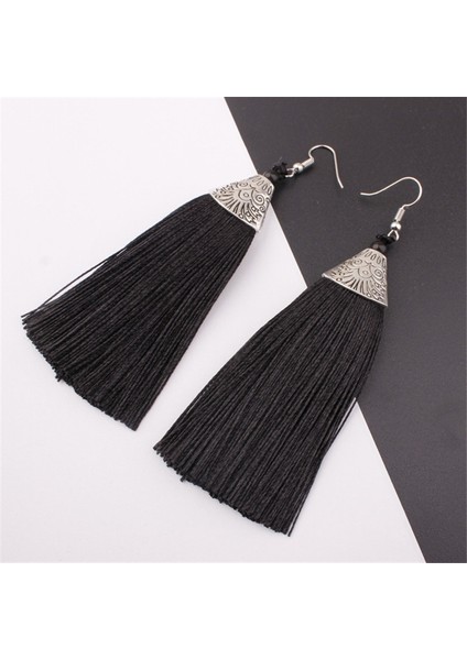 Beyaz Stil Vintage Etnik Uzun Püsküllü Küpe (Yurt Dışından) modelleri