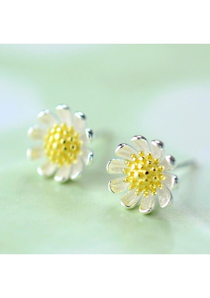 Yeni Gelen Moda Sevimli Papatya Ayçiçeği Tasarımlı Gümüş Küpe Takı (Yurt Dışından)