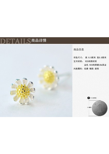 Yeni Gelen Moda Sevimli Papatya Ayçiçeği Tasarımlı Gümüş Küpe Takı (Yurt Dışından) fırsatları