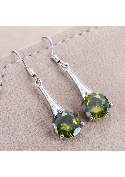 Güzel Kadın Takı Gümüş Doğal Peridot Küpe Damlalı - (Yurt Dışından)